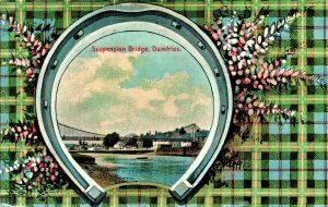 VINTAGE POSTCARD SUSPENSION BRIDGE DUMFRIES MATIONAL SERIES SV198 EARLY 1900's