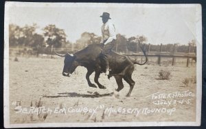 Mint USA RPPC Postcard Seratch Em Cowboy Miles City Round Up Fostertshot Co