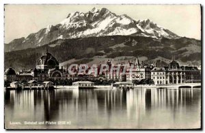 Old Postcard Luzern Bahnhof und Pillatus