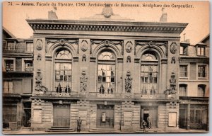 Amiens Facade du Theatre 1780 Architecture de Rousseau France Sculpture Postcard