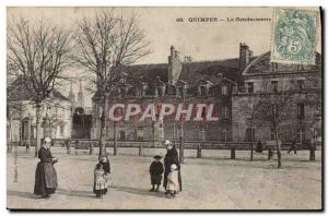 Old Postcard Quimper Gendarmerie Women Children Folklore