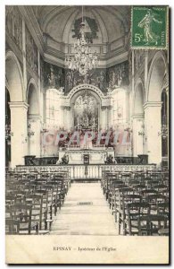Old Postcard Epinay Interior of the Church