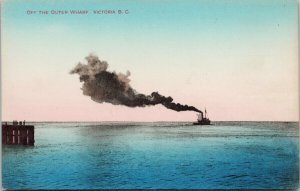 Ship or Tugboat Off Outer Wharf Victoria BC British Columbia Postcard G15
