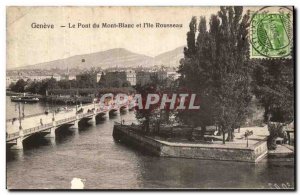 Old Postcard Geneve The Mont Blanc Bridge and I Miss Rousseau