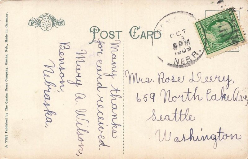 FORT OMAHA NEBRASKA~SCHOOL & BARRACKS~1909 POSTCARD