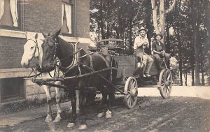 Coal Wagon Rich & Easton, Cattaragus, NY USA Real Photo writing on back close...