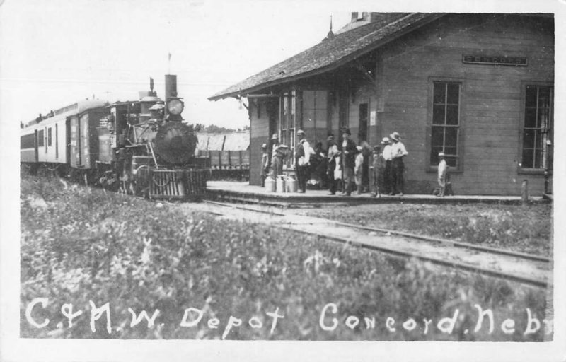 Concord Nebraska Train Station Real Photo Vintage Postcard AA45192