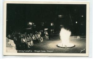 Evening Campfire Oregon Caves OR 1950s Real Photo postcard