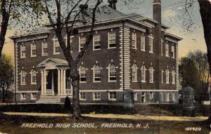 Freehold New Jersey High School Street View Antique Postcard K92783