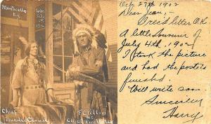 1902 Monticello NY Indian Chief Thunder Cloud RARE RPPC Postcard