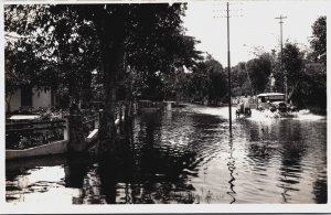 Indonesia Palembang Sumatra Flood Street Scene Vintage RPPC C130