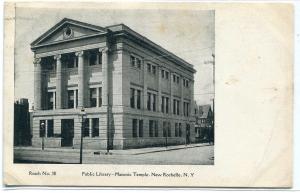 Public Library Masonic Temple New Rochelle New York 1907c postcard