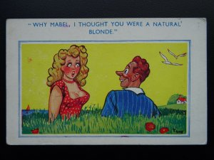 Romance in Poppy Field MABEL, I THOUGH YOU A NATURAL BLONDE - Old Comic Postcard