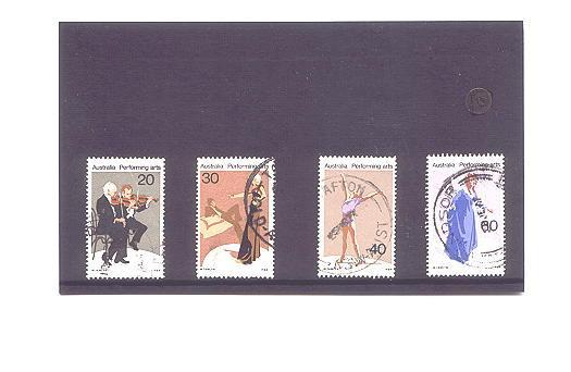 4 Different Used Australia Performomng Arts Stamps