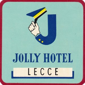 Italy Lecce Jolly Hotel Vintage Luggage Label sk2292