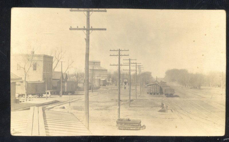 RPPC DODGE CITY KANSAS SANTA FE RAILROAD DEPOT TRAIN STATION REAL PHOTO POSTCARD