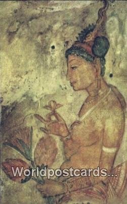 1500 Year Old Fresco, Sigiriya Sri Lanka Ceylon, Sri Lanka Writing On Back 