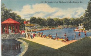 ATLANTA, Georgia GA    POOL~PARK~PAVILION  Piedmont Park ca1940's Linen Postcard