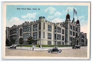 High School Building Exterior Scene Cars Street View Joliet Illinois IL Postcard