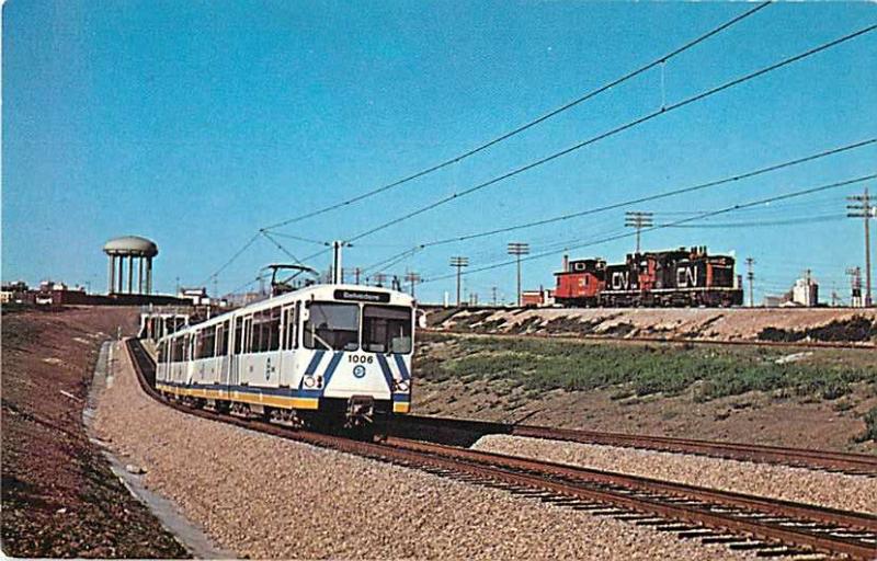 Outbound Edmonton Transit LRT near Belevedere Station AB