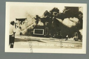 Spencer IOWA RPPC c1920s FIRE Disaster MAIN STREET nr Lake Okoboji Ruthven