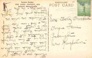 Terrace Garden Lord Jeffery Inn Amherst Massachusetts hand colored postcard