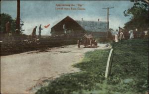 Lowell MA Auto Car Racing Approaching the Dip c1910 Postcard