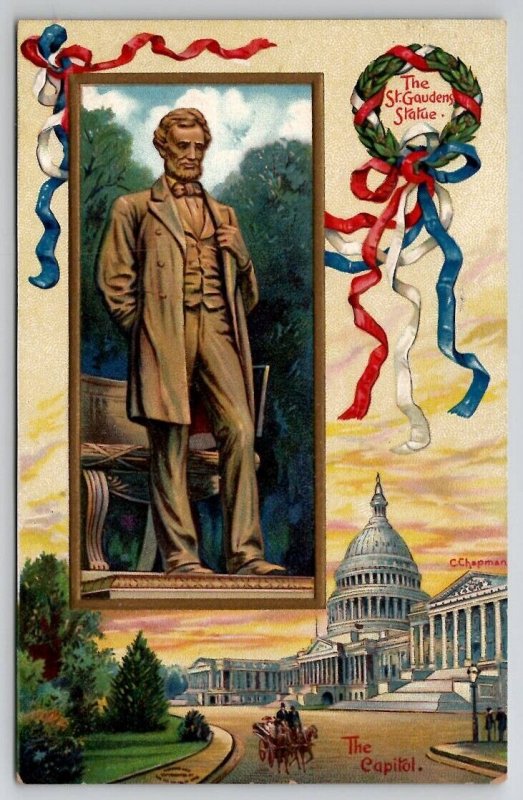 Abraham Lincoln St Gaudens Statue Portrait The Capitol By C Chapman Postcard X26