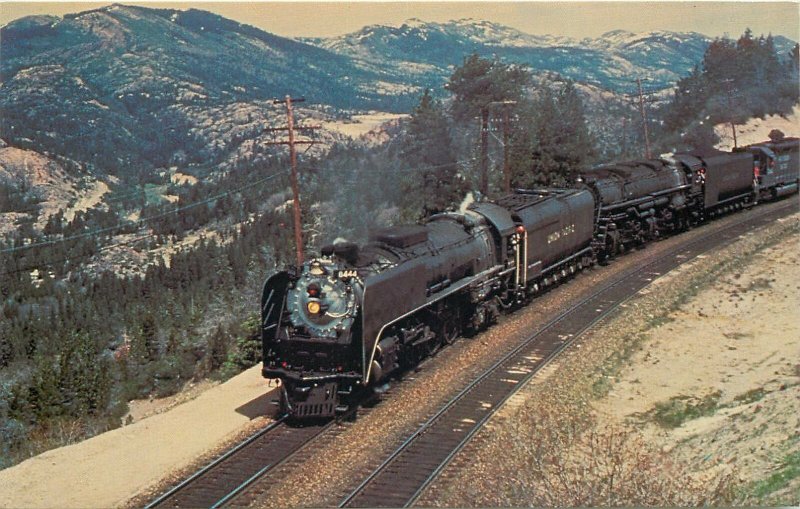 union pacific locomotives number 8444 3985 locomotive railroad Postcard