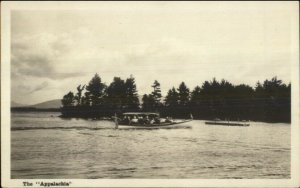 Lake Winnipesaukee 3 Mile Island NH Small Steamer Boat Appalachia c1920 RPPC