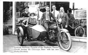 Chicago IL Star at Orpheum Theatre Harley Davidson Motorcycle RPPC Postcard
