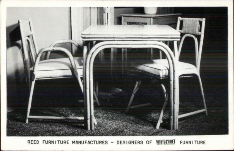 Reed Furniture Mfg Whitecraft Chair & Table Adv Real Photo Postcard