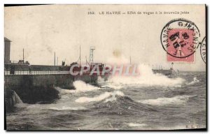 Old Postcard Le Havre Wave Effect has New Jetee