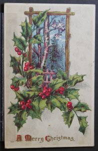 Vintage Christmas Postcard A Merry Christmas - 1912 to West Hoboken, NJ