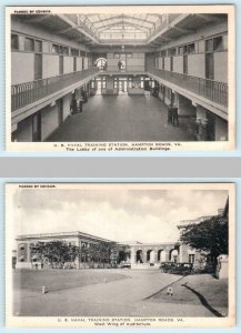 2 Postcards HAMPTON ROADS, VA  Admin Building, Auditorium NAVAL TRAINING STATION
