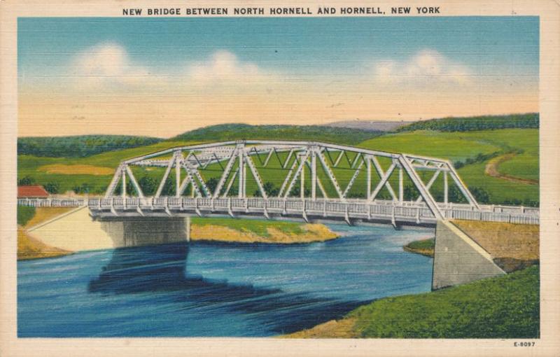 New Bridge between North Hornell and Hornell NY, New York - pm 1948 - Linen