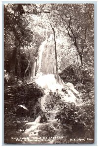 NL Mexico Postcard Cascada Cola De Caballo Villa De Santiago 1938 Vintage