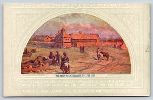 Chicago Illinois~Historical Painting Of The First Fort Dearborn~Vintage Postcard