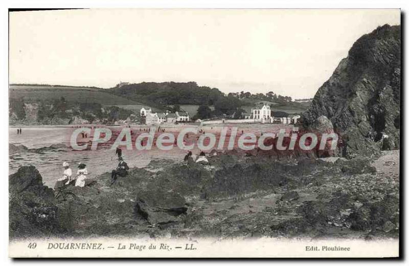 Old Postcard Douarnenez The Beach Of Rice