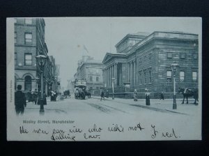Manchester MOSLEY STREET showing Horse Drawn Tram c1903 UB Postcard by Valentine