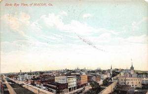 Macon Georgia Bird's Eye View~Storefronts~Streets~Churches~c1910 Postcard