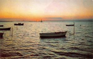 LONG BEACH ISLAND NJ~SUNSET OVER LITTLE EGG HARBOR POSTCARD 1960s