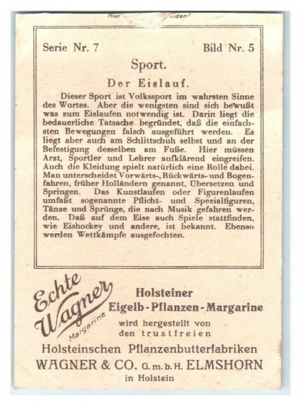 Figure Skating, Ice Dancing Sport II Echte Wagner German Trade Card *VT31B