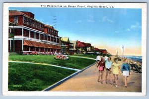 1936 THE POCAHONTAS HOTEL INN OCEANFRONT VIRGINIA BEACH VA VINTAGE POSTCARD