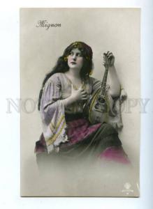 3161660 MIGNON Opera SINGER w/ MANDOLIN vintage PHOTO tinted PC