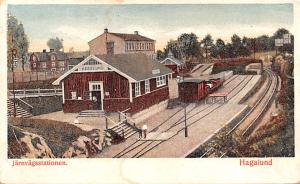 Sweden Old Vintage Antique Post Card Jarnvagsstationen Hagalund Paper on back