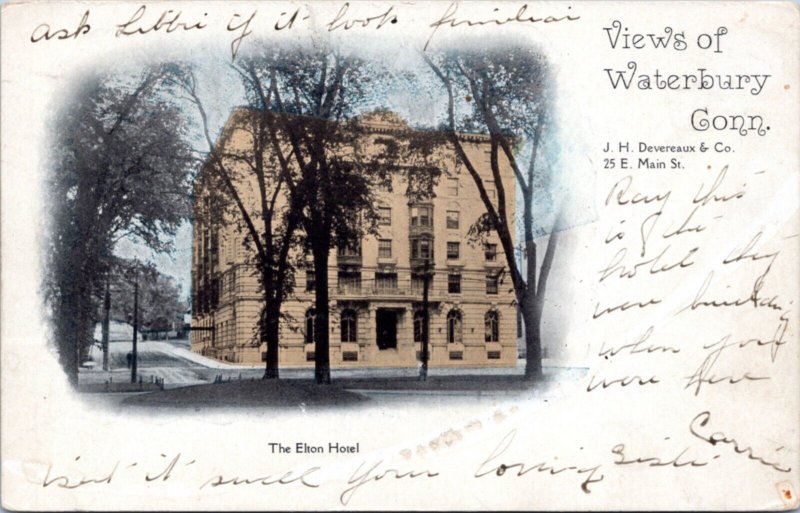 Postcard CT - Views of Waterbury Conn - The Elton Hotel
