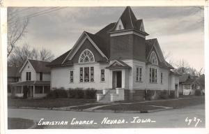 B10/ Nevada Iowa Ia Real Photo RPPC Postcard  c40s Christian Church