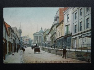 Cornwall PENZANCE Market Jew Street & Davy's Statue c1905 Postcard by Hartmann