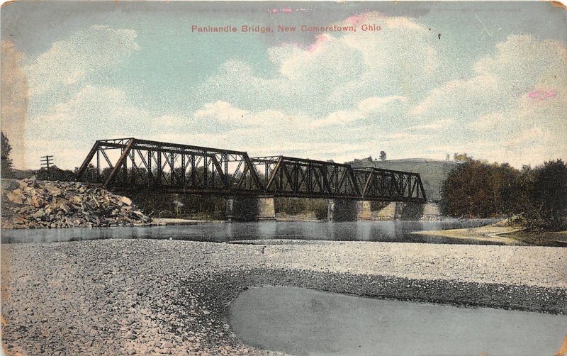 G14/ Newcomerstown Ohio Postcard c1910 Panhandle Railroad Bridge